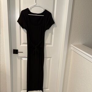 See You Monday Classic Black Midi Dress